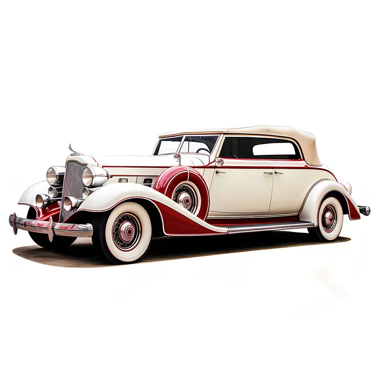 Elegant Vintage Car with Red and White Design
