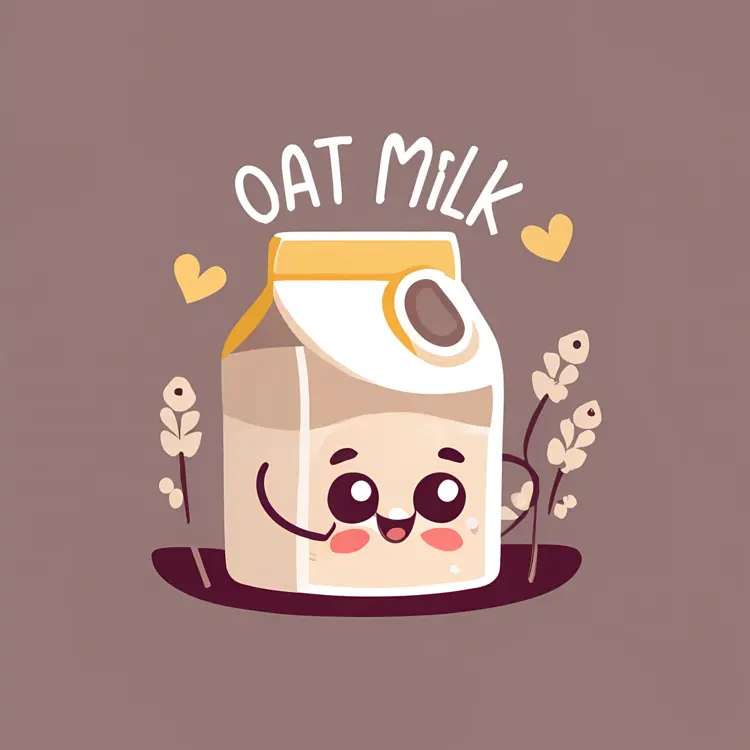 Cute Oat Milk Cartoon with Hearts