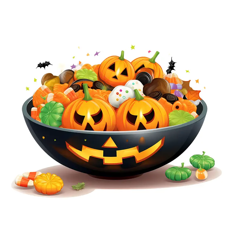 Halloween Jack-o'-lanterns Filled with Candy