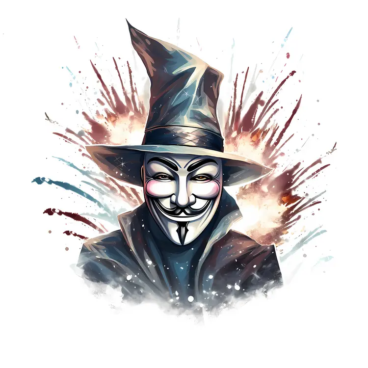Guy Fawkes Mask with Wizard Hat