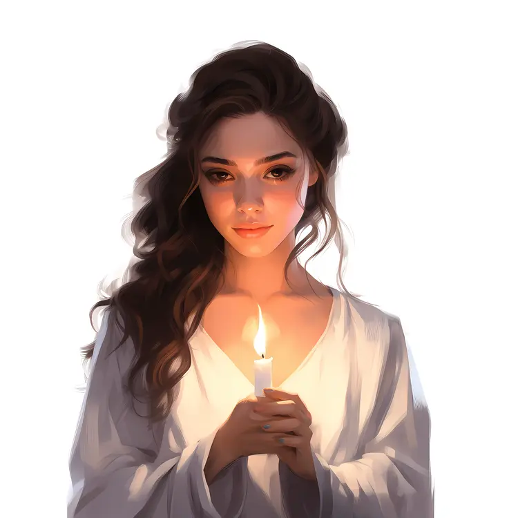 Serene Woman Holding Candle