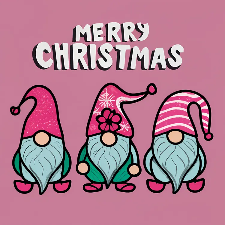 Cute Christmas Gnomes with Festive Hats