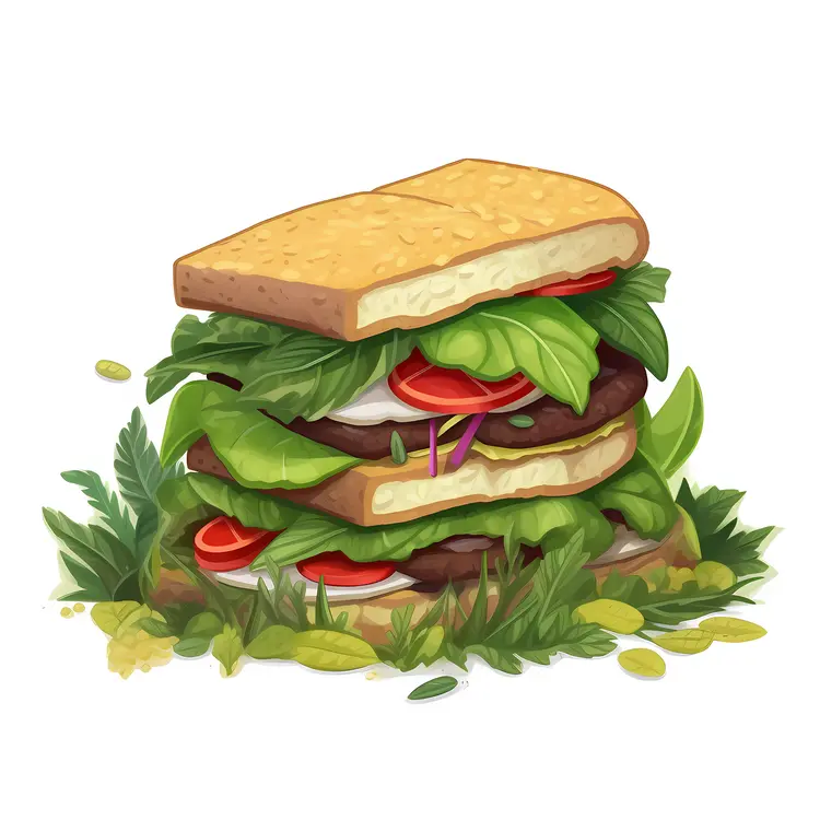 Delicious Veggie Sandwich Illustration