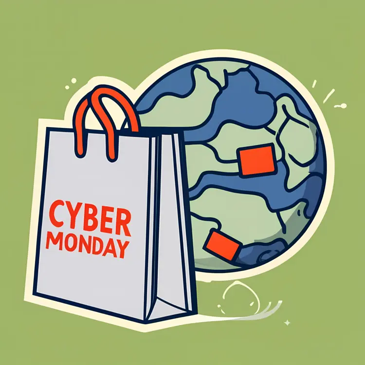 Cyber Monday Shopping Bag with Globe