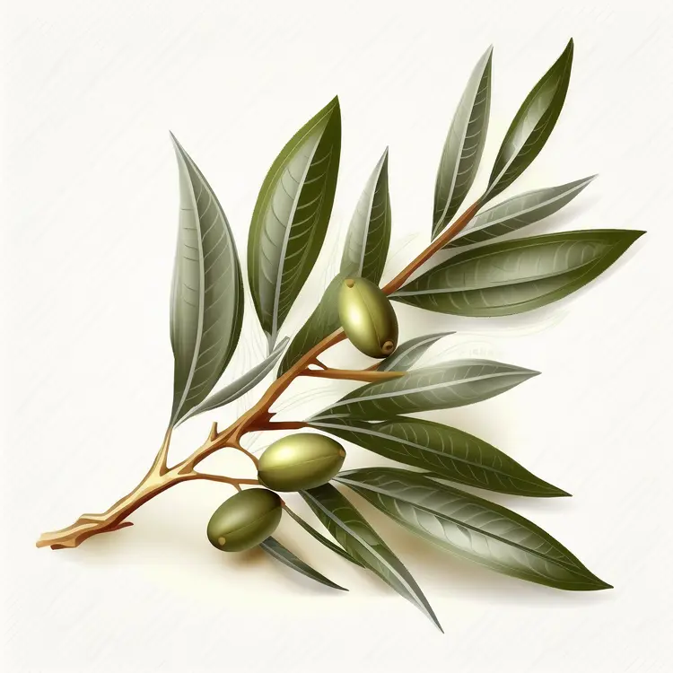 Green Olive Branch with Leaves