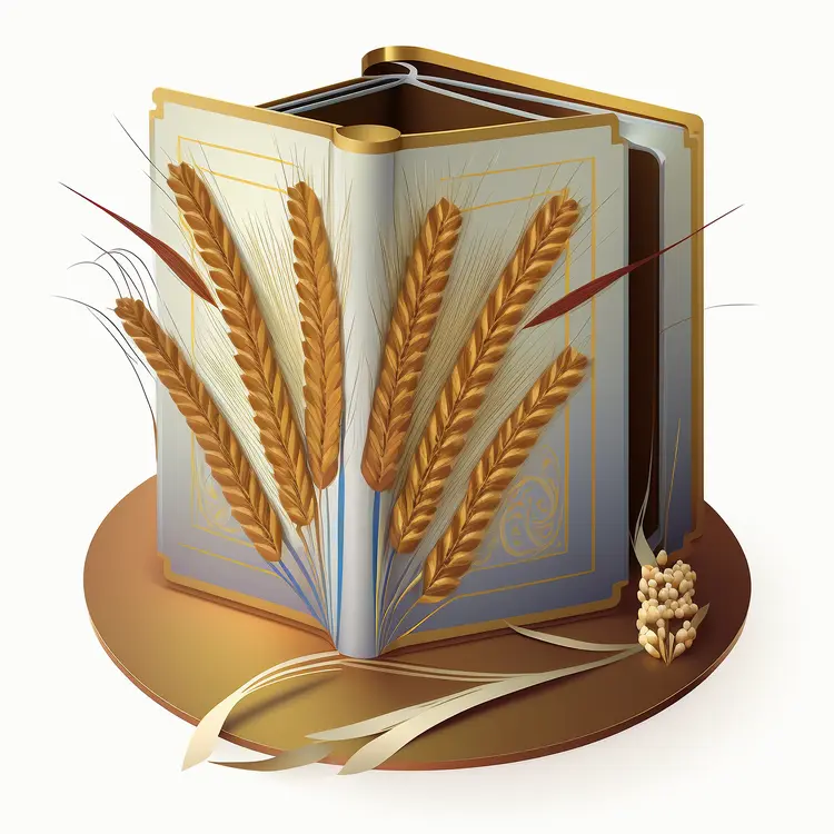 Open Book with Wheat for Thanksgiving Concept