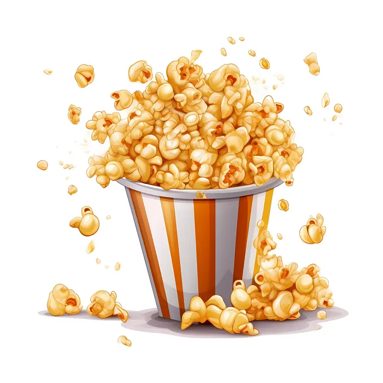 Delicious Popcorn in a Striped Bucket