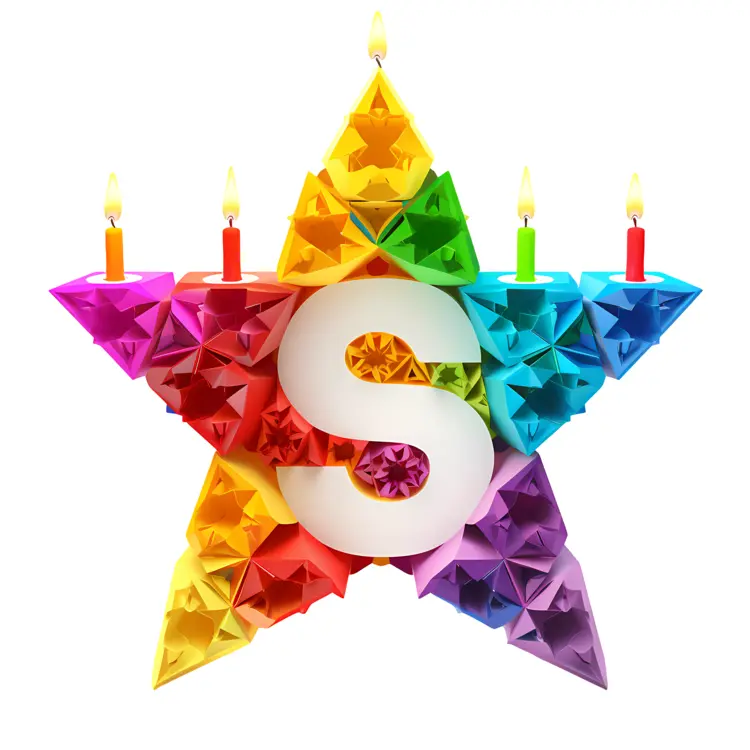 Colorful Star with Candles for Celebration