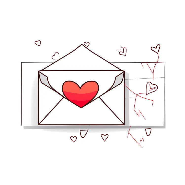 Envelope with Heart and Small Hearts