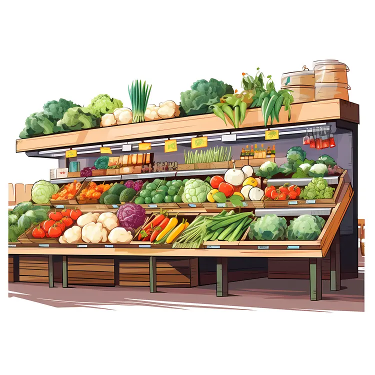 Lush Vegetable Stand at Market