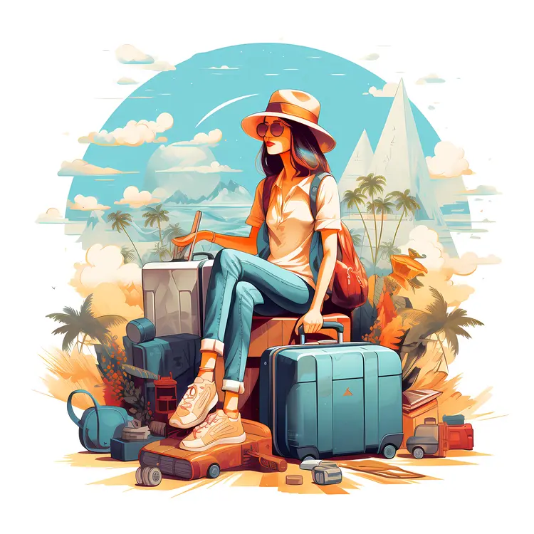 Traveler with Luggage Ready for Adventure