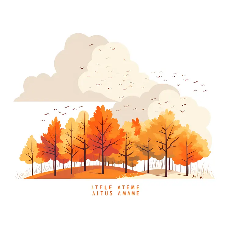 Autumn Trees with Clouds in the Background