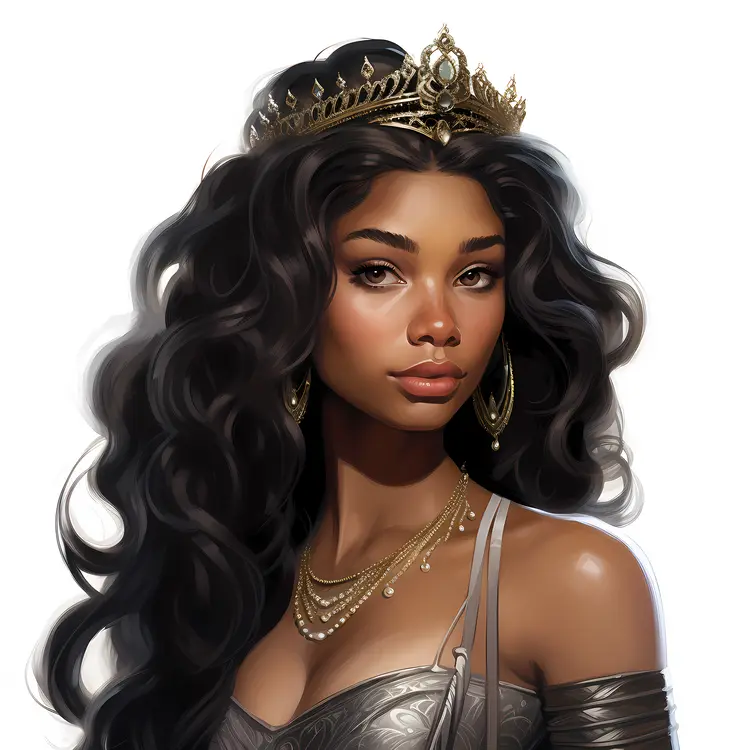 Regal Queen Portrait with Crown
