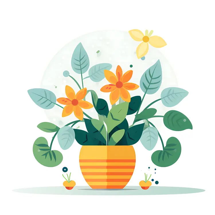 Beautiful Potted Plant with Yellow Flowers