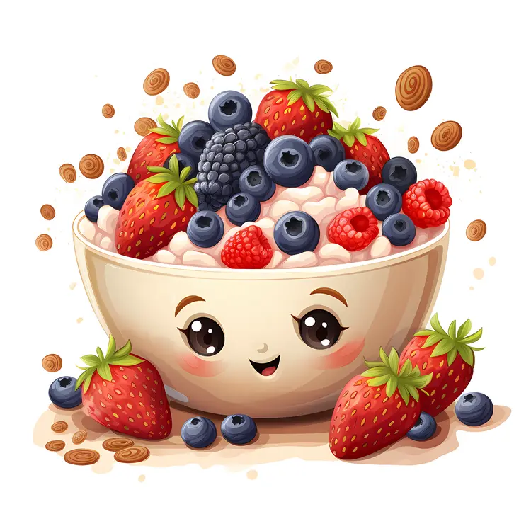Happy Cereal Bowl with Berries