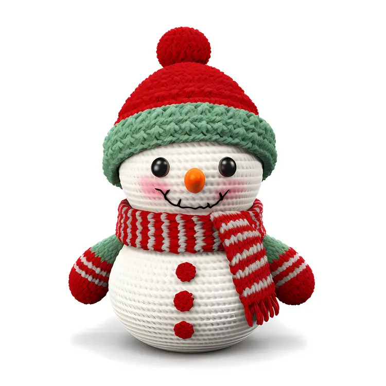 Snowman with Red and Green Scarf