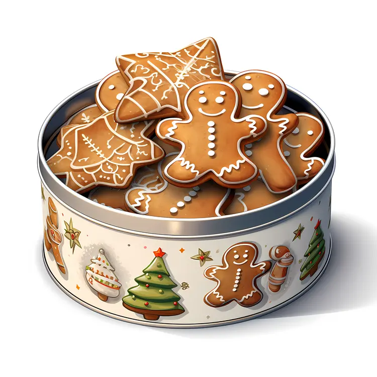 Assorted Gingerbread Cookies in a Tin