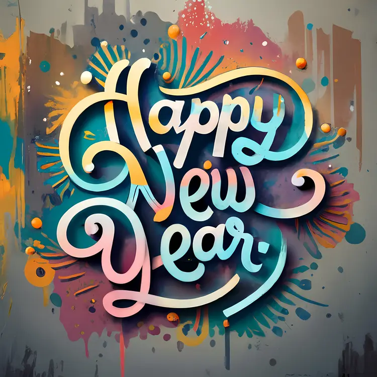 Colorful Happy New Year Text