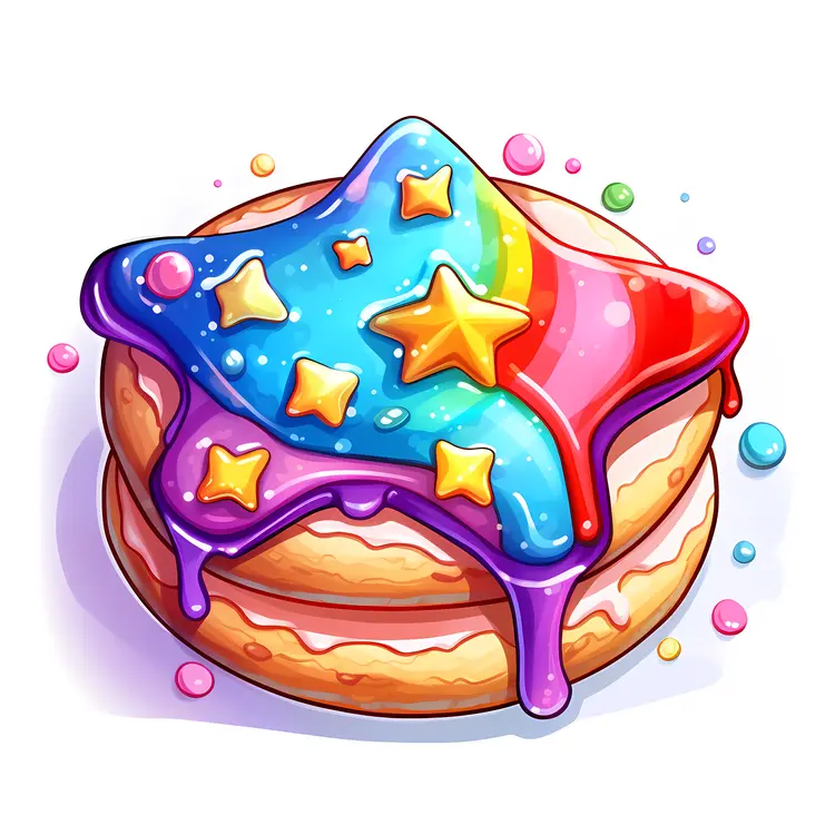 Colorful Star-shaped Cake with Rainbow Icing