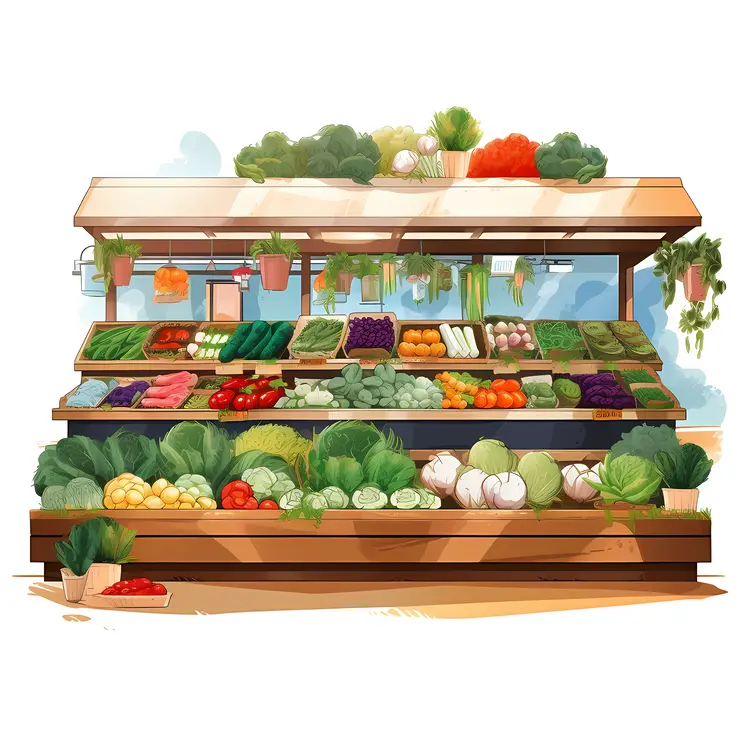 Organic Vegetable Display at Market