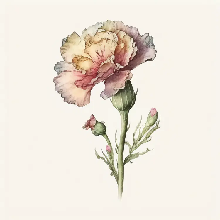 Beautiful Carnation Watercolor Illustration