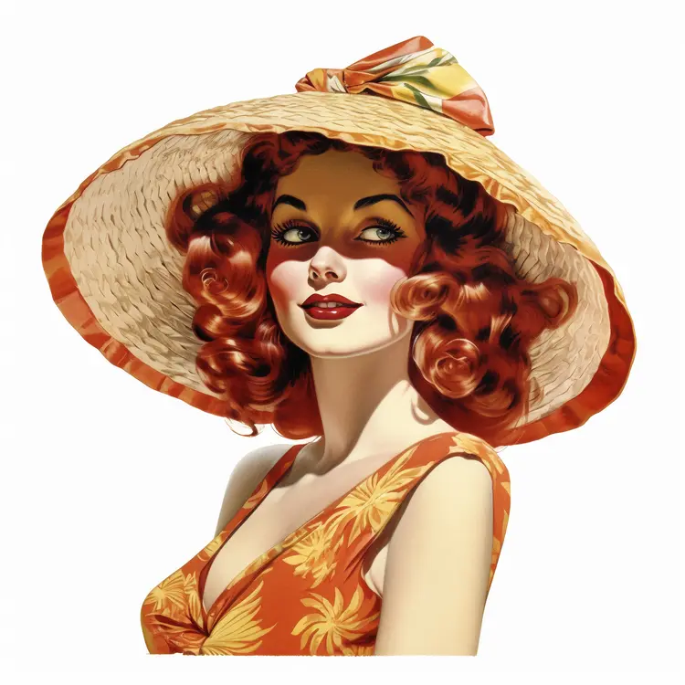 Vintage Woman in Summer Hat