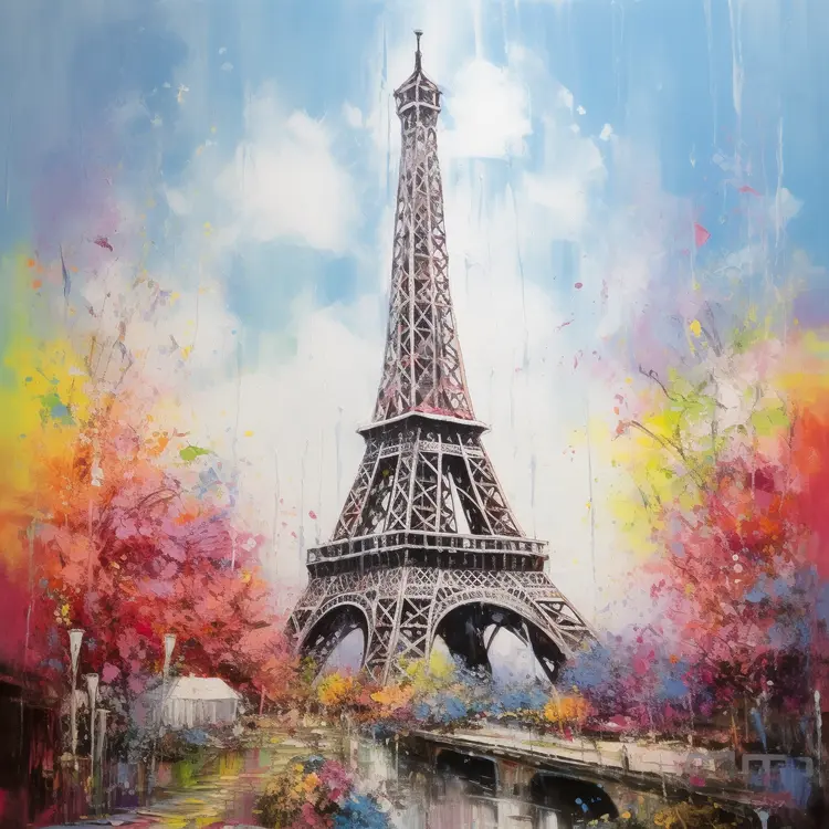 Colorful Artistic Eiffel Tower in Paris