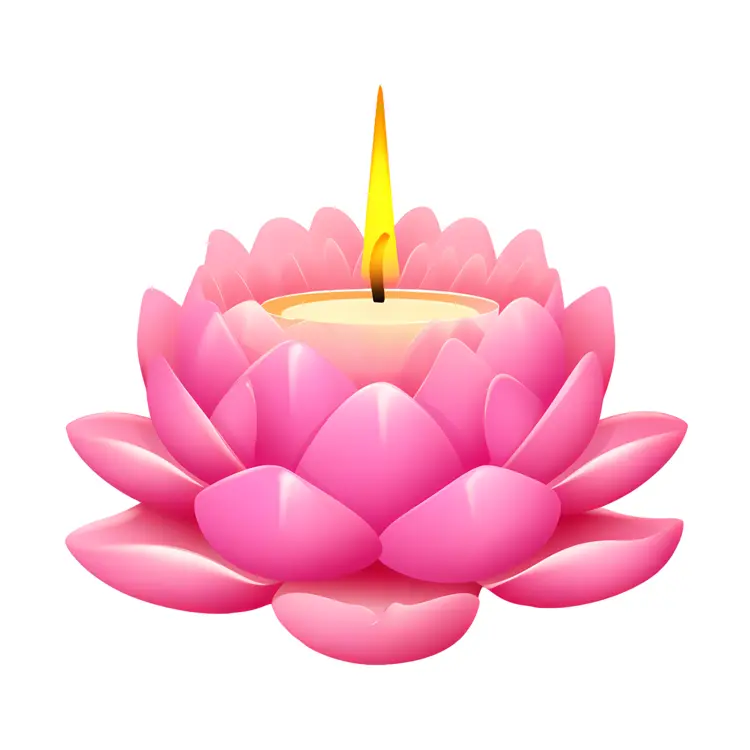 Pink Leaf Candle with Yellow Flame