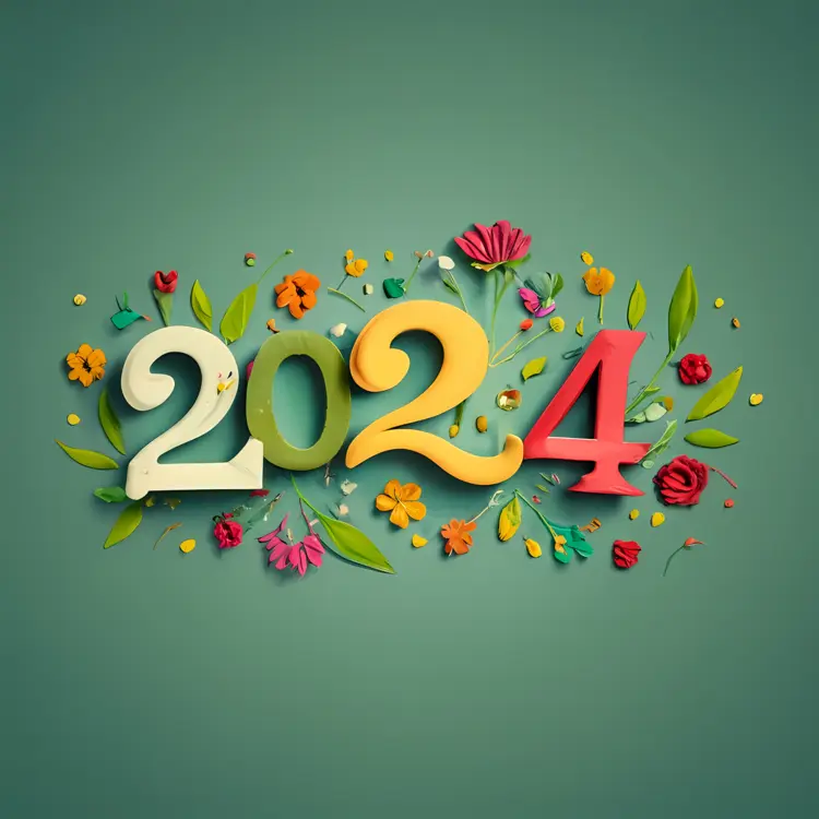 Colorful 2024 with Flowers