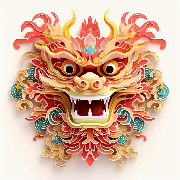 Colorful Dragon Face Illustration