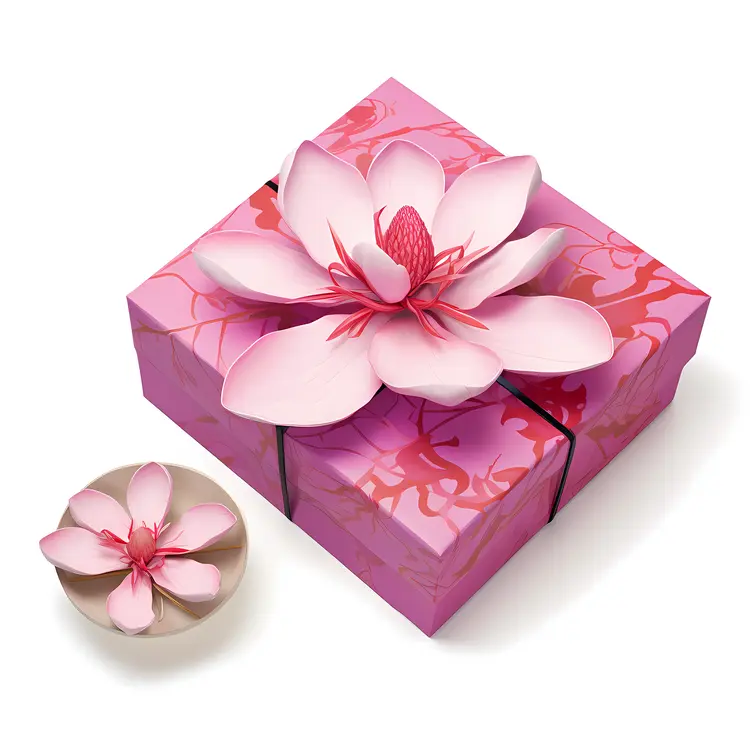 Delightful Pink Gift Boxes with Flower Decoration