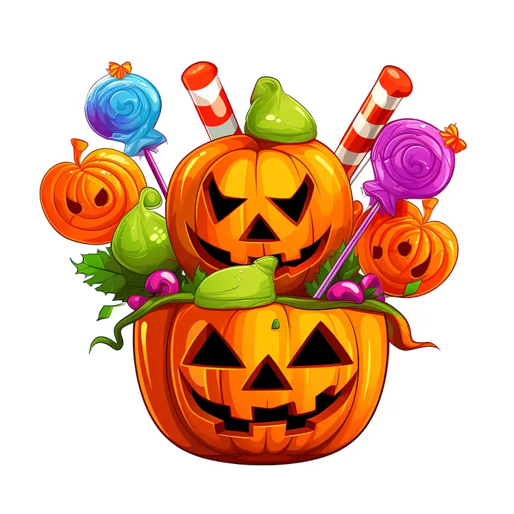 Colorful Jack-o'-lantern with Halloween Candy