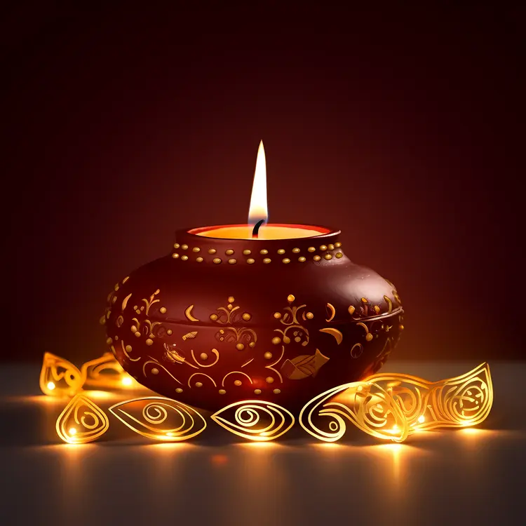 Ornate Decorative Candle for Diwali