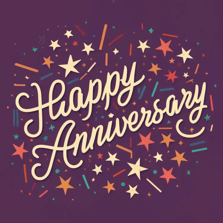 Happy Anniversary with Stars and Confetti