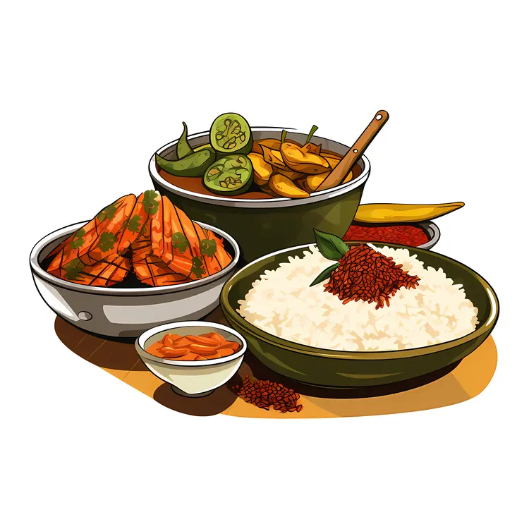 Rice Platter with Vegetables and Fish