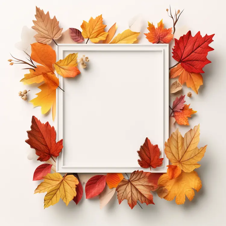 Autumn Leaves Frame with Fall Decoration