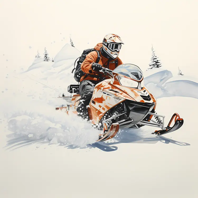 Snowmobile Rider in Deep Snow