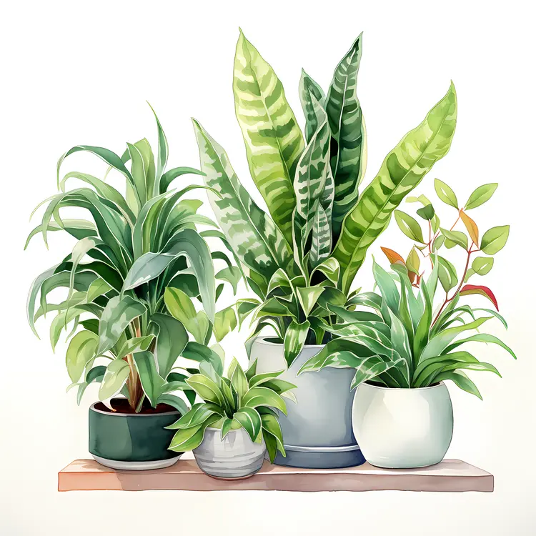 Green Plants in Various Pots