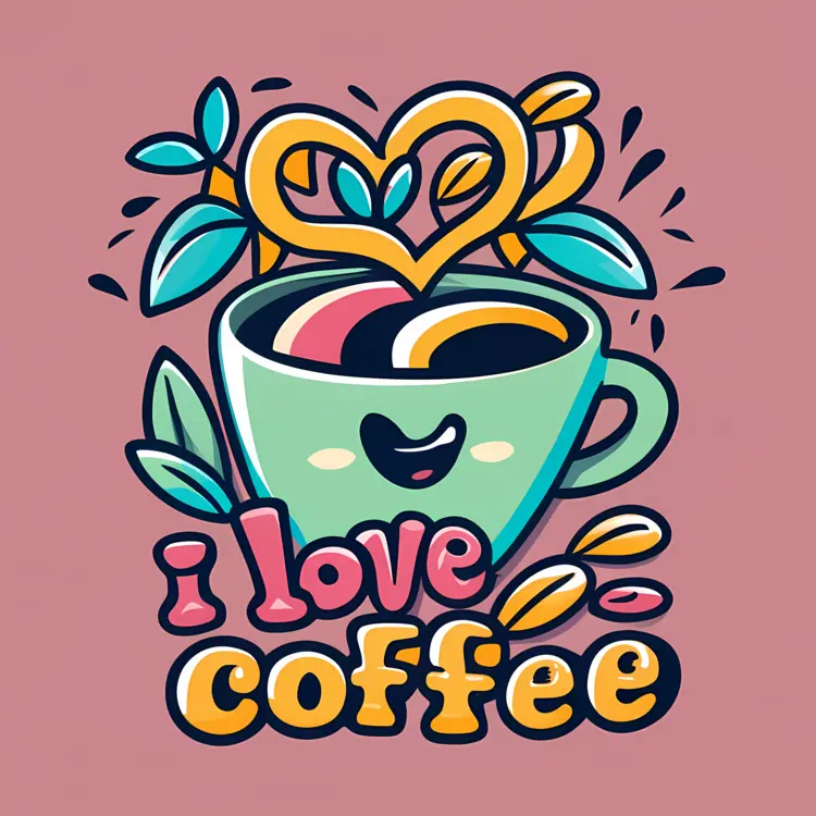 Cute I Love Coffee Phrase