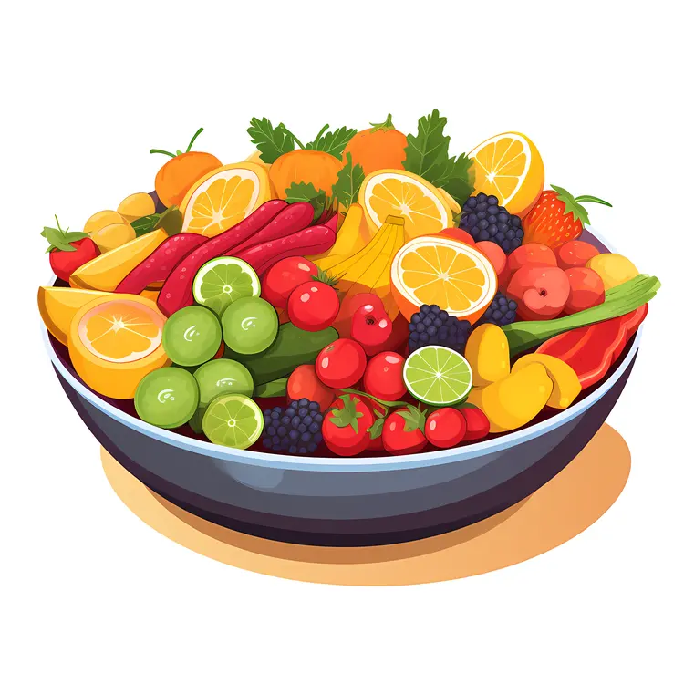 Colorful Fruit Bowl Illustration