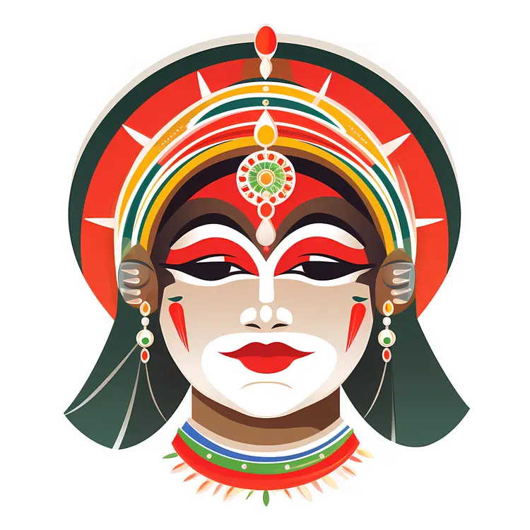 Traditional Kathakali Mask Illustration