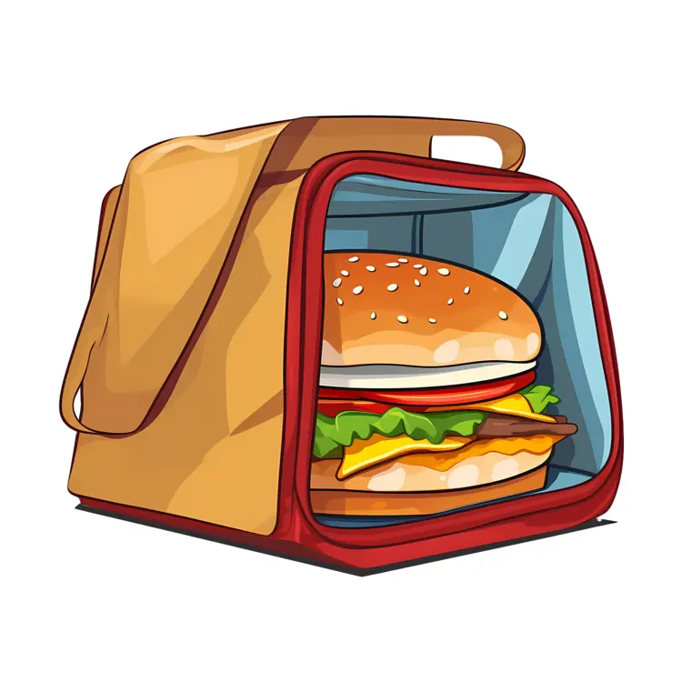 Lunchbox with Burger and Red Trim
