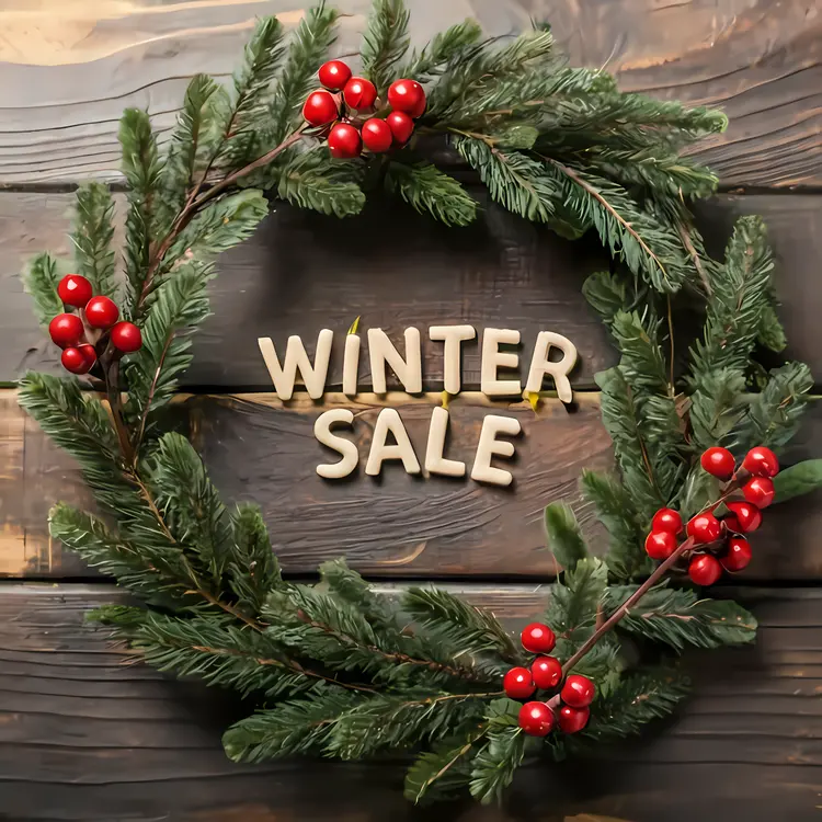 Winter Sale Wreath with Red Berries