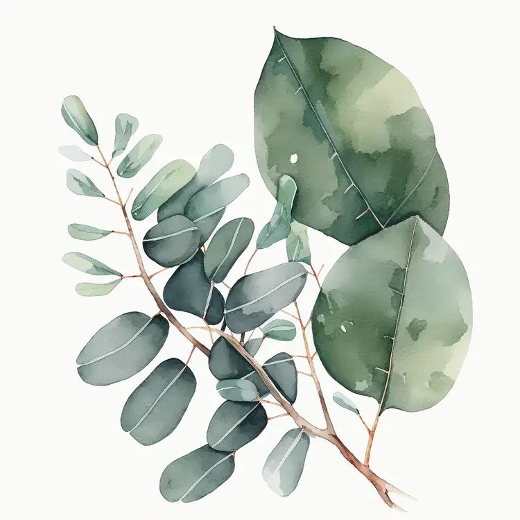 Watercolor Eucalyptus Leaves Botanical Art