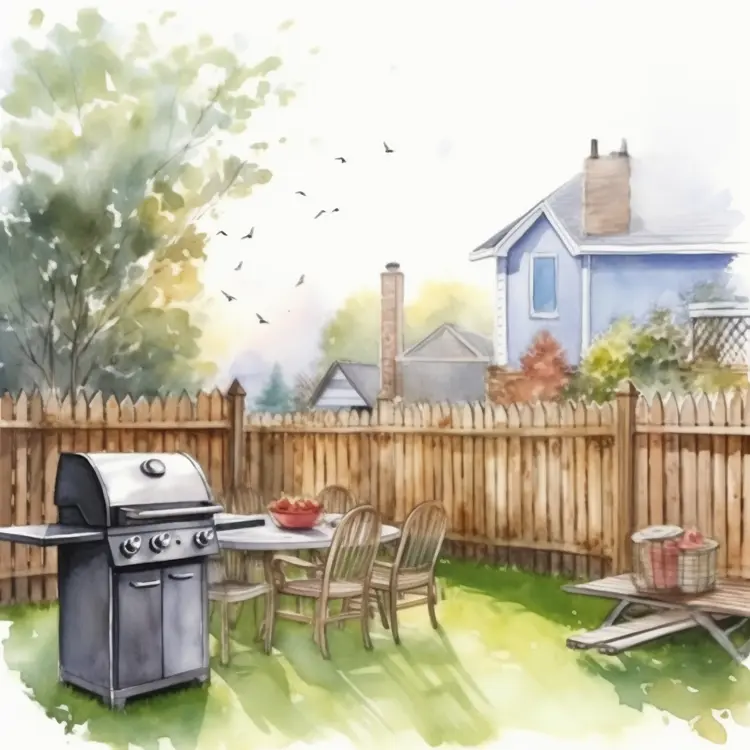 Cozy Backyard with Grill and Outdoor Furniture