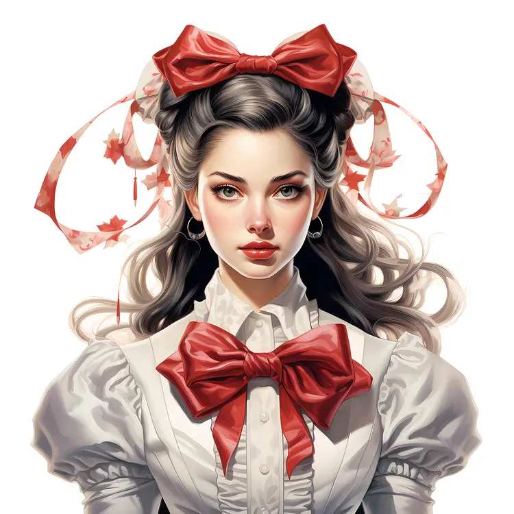 Victorian Woman with Red Bow