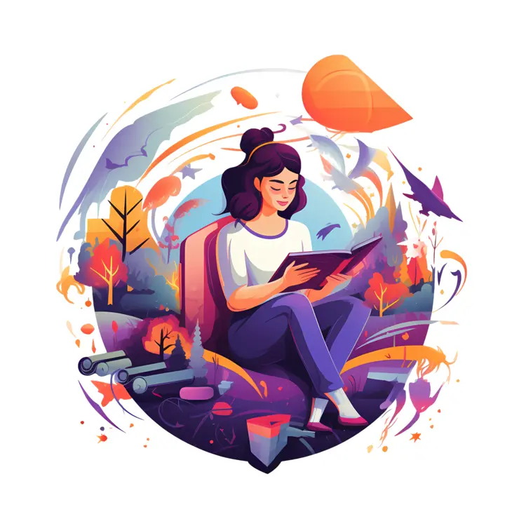 Woman Reading in a Tranquil Autumn Setting