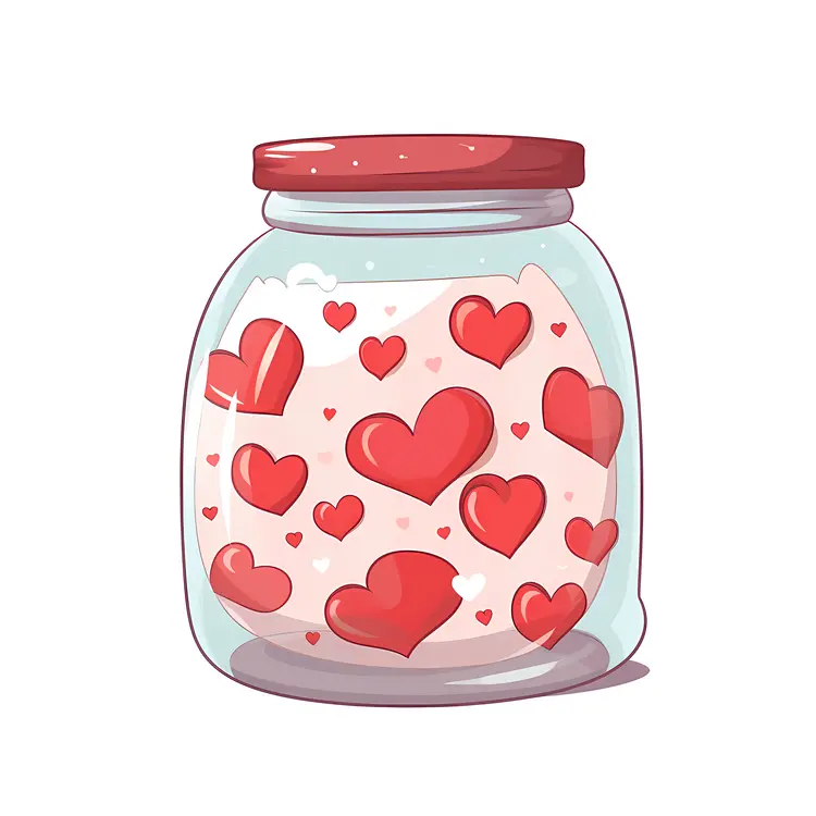 Cute Jar with Hearts for Valentine's Day