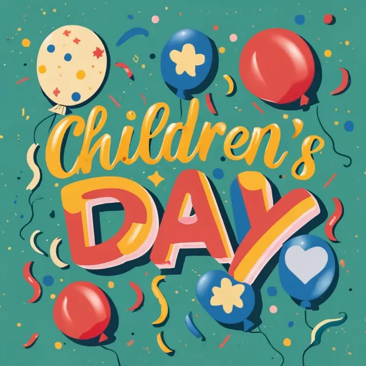 Children's Day with Balloons and Confetti