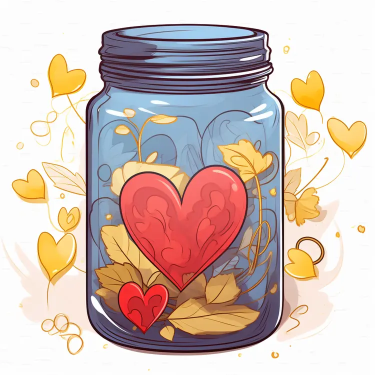 Heart in a Jar with Leaves